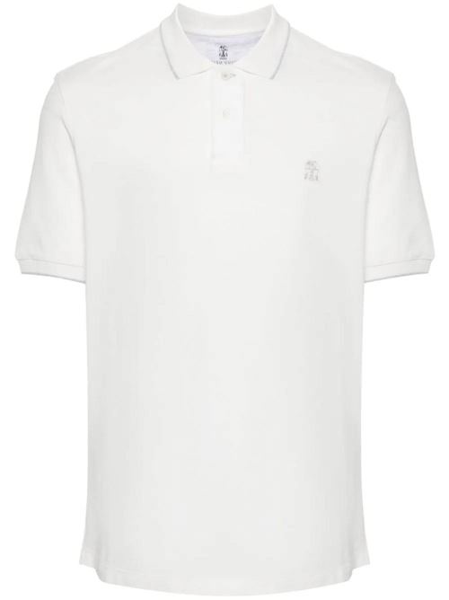 Off-white cotton piqué polo Brunello Cucinelli | ME8549779GCC984